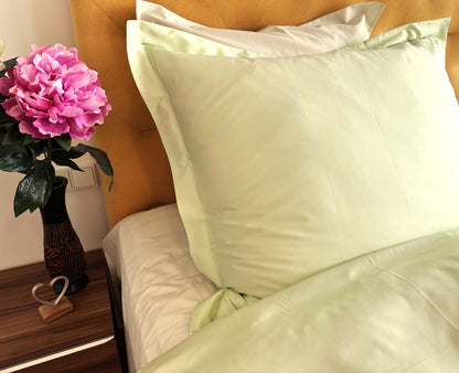 Bettwäsche Set Uni Limette 100% mercerisierte Baumwolle Satin 300 TC bügelleicht