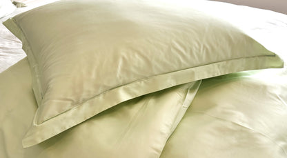Bettwäsche Set Uni Limette 100% mercerisierte Baumwolle Satin 300 TC bügelleicht