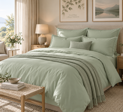 Bed linen set, plain Rooibos, 100% mercerized cotton satin, 300 TC, easy ironing