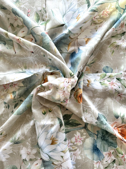 Bettwäsche Set Wasserlilien 100% mercerisierte Baumwolle Satin 300 TC bügelleicht