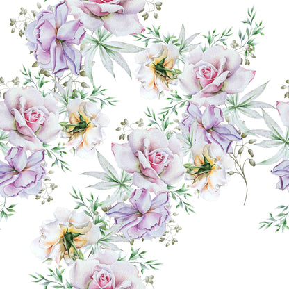 Meterware – 100 % Baumwolle Satin, floral (300 TC)