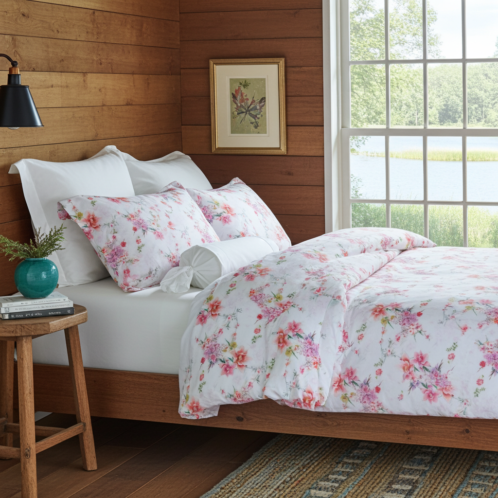 Bettwäsche Set Monet White 100% Lyocell Satin 300 TC bügelleicht