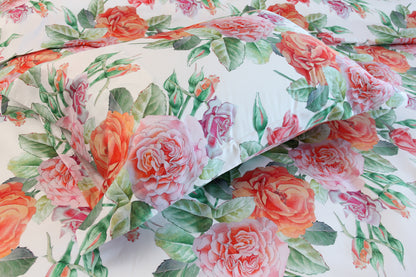 NEW! Bed linen set English Rose 100% mercerized cotton satin 300 TC easy-iron