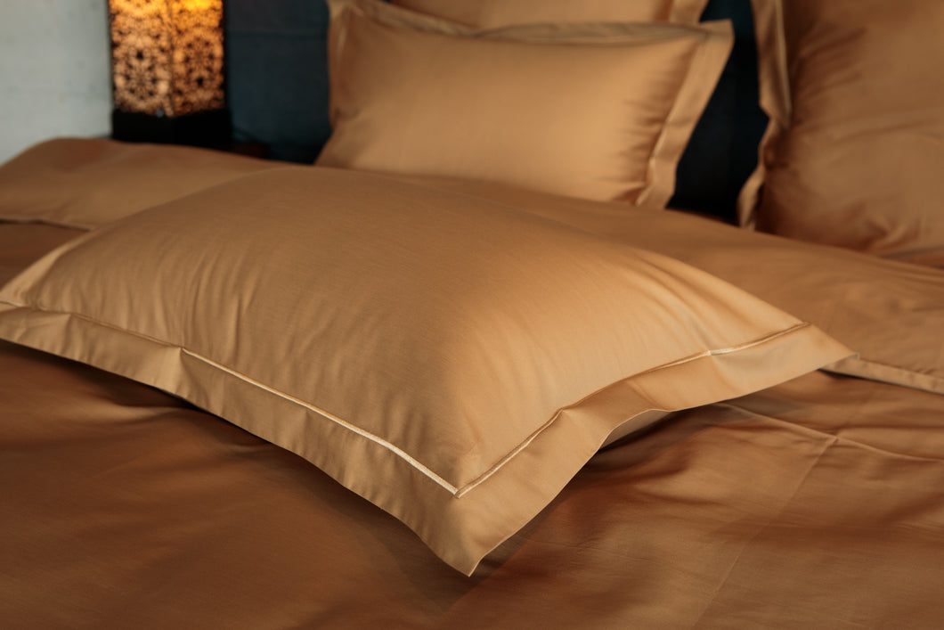 NEW! Bed linen set Uni with decorative stitching 100% mercerized cotton satin 300 TC easy-iron