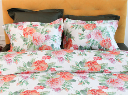 NEW! Bed linen set English Rose 100% mercerized cotton satin 300 TC easy-iron