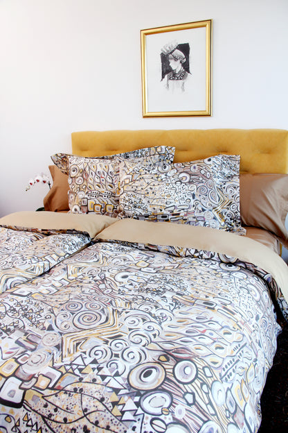 Bettwäsche Set Gustav 100% mercerisierte Baumwolle Satin 300 TC bügelleicht