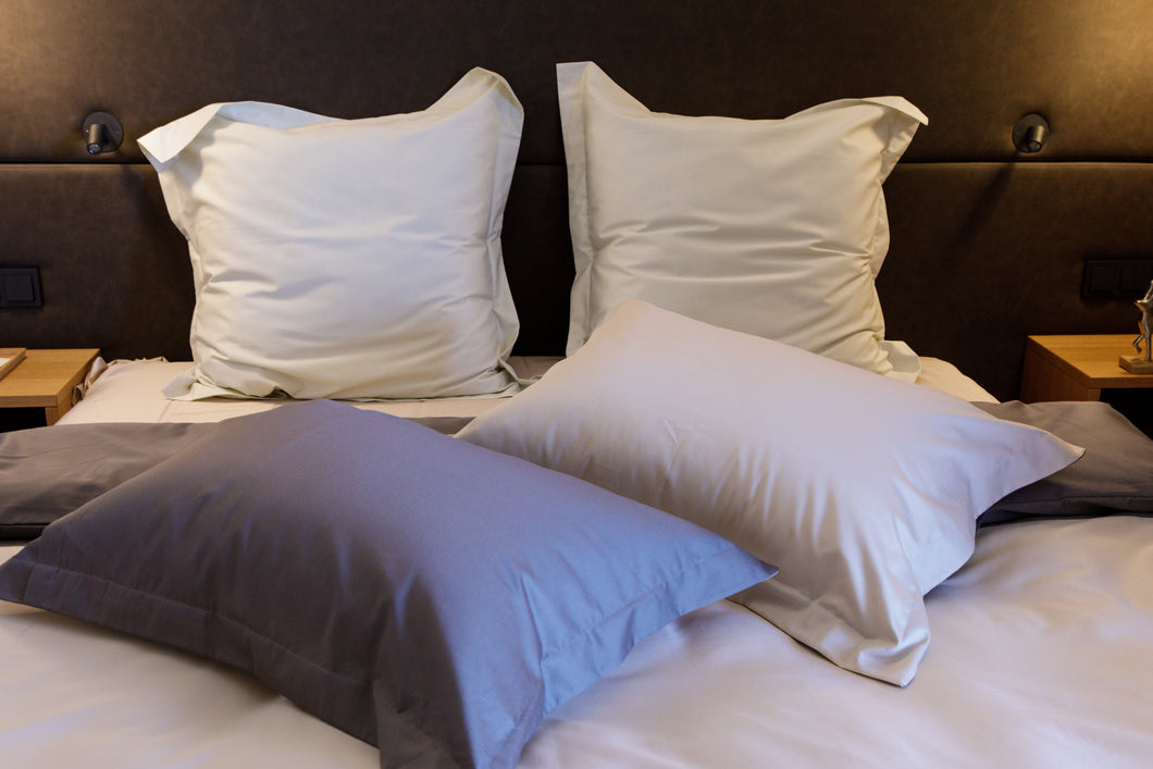 Satin pillowcase set Twist gray & beige 100% mercerized cotton satin 300 TC easy iron